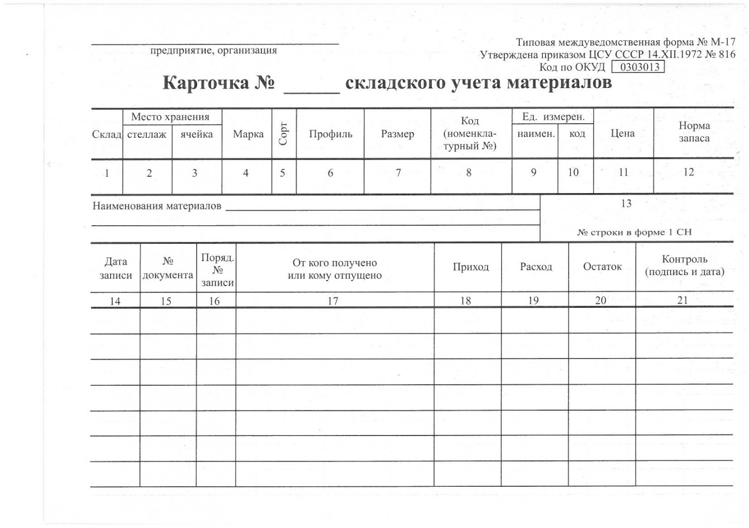 Карточка учета организации. Карточка складского учета м-17. Карточка складского учёта материалов форма м-17. Инвентарная карточка складского учета. Карточка складского учета материалов.